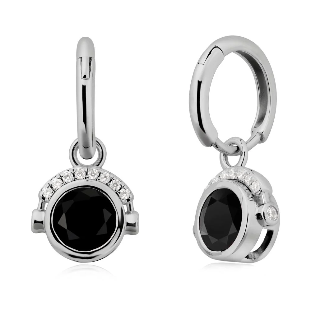 Bezel Black Spinel Earrings Inspired By Headphones - Image 8