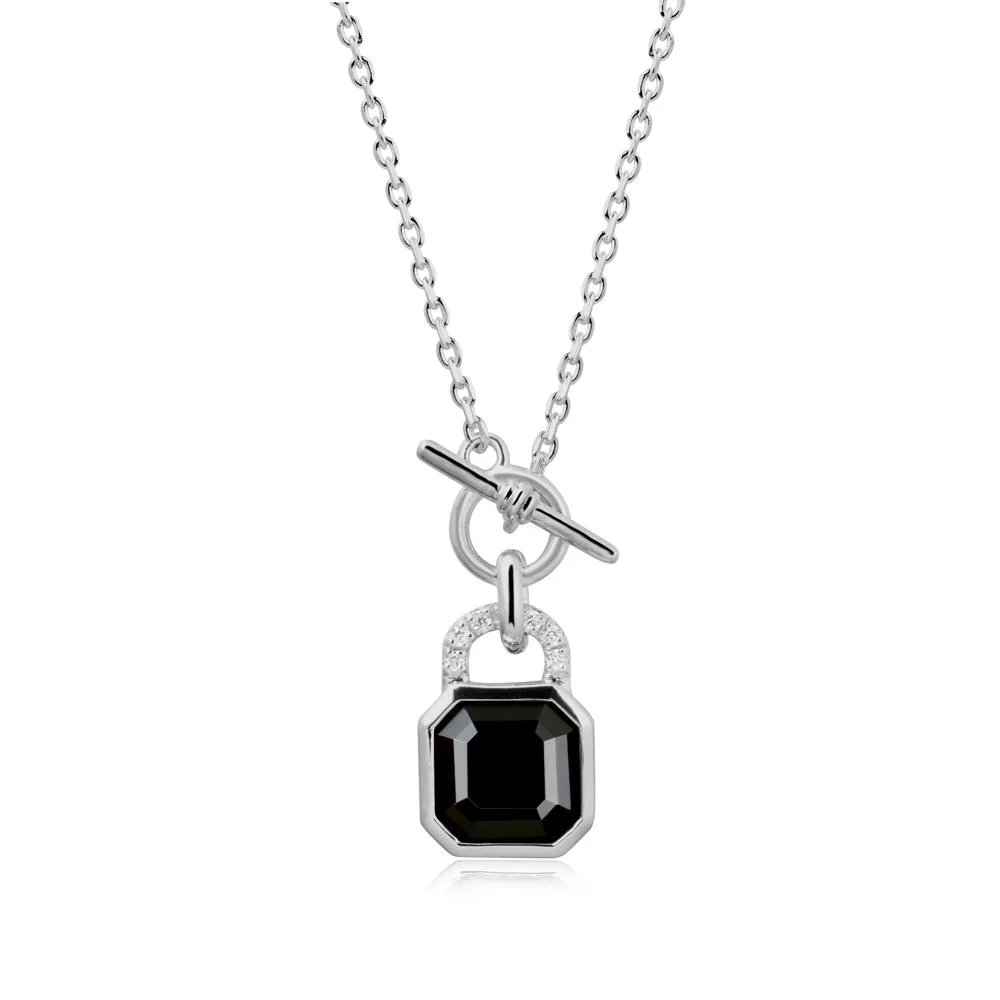 Bezel Black Spinel Toggle Necklace - Image 9