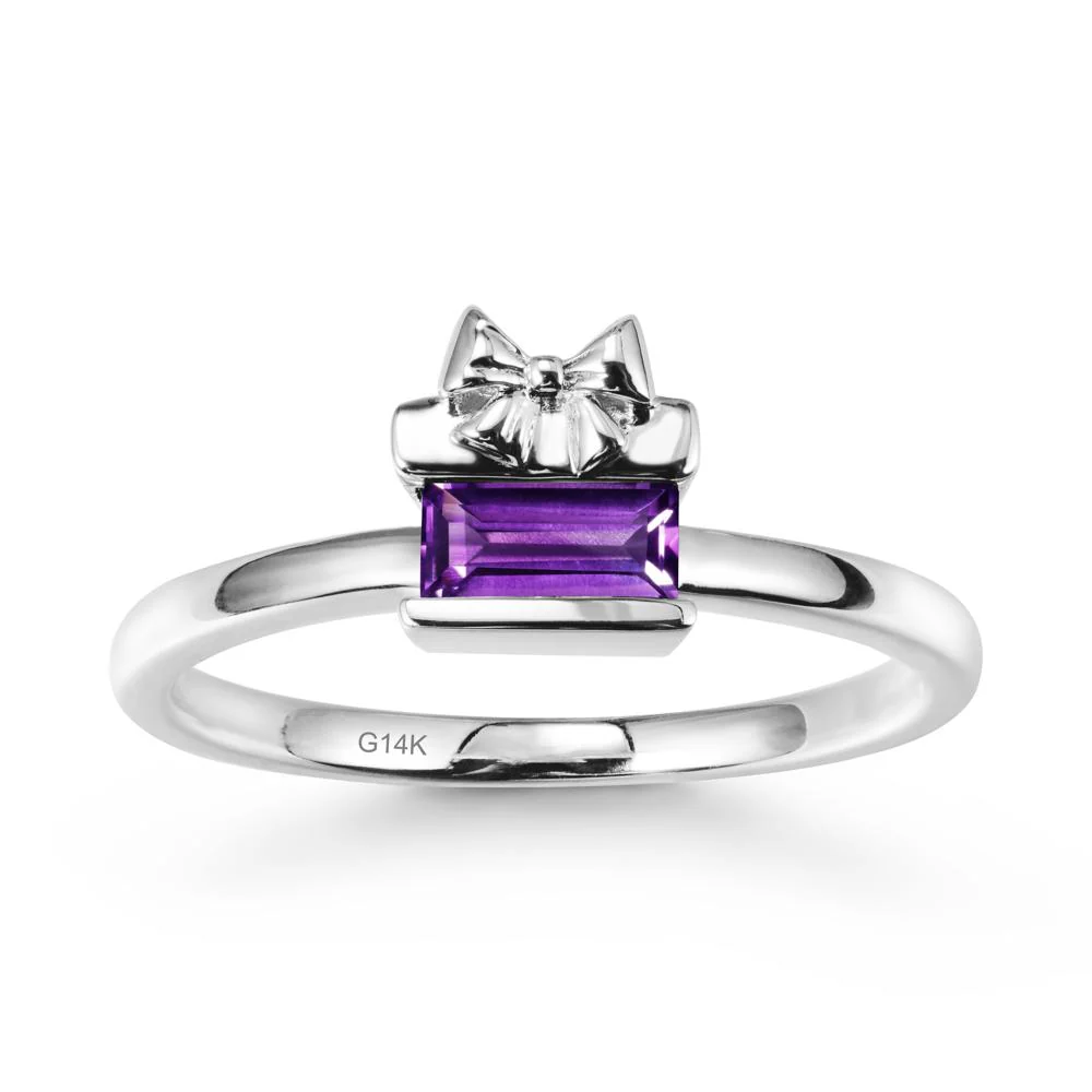 Bezel Bow Knot East West Amethyst Ring - Image 3