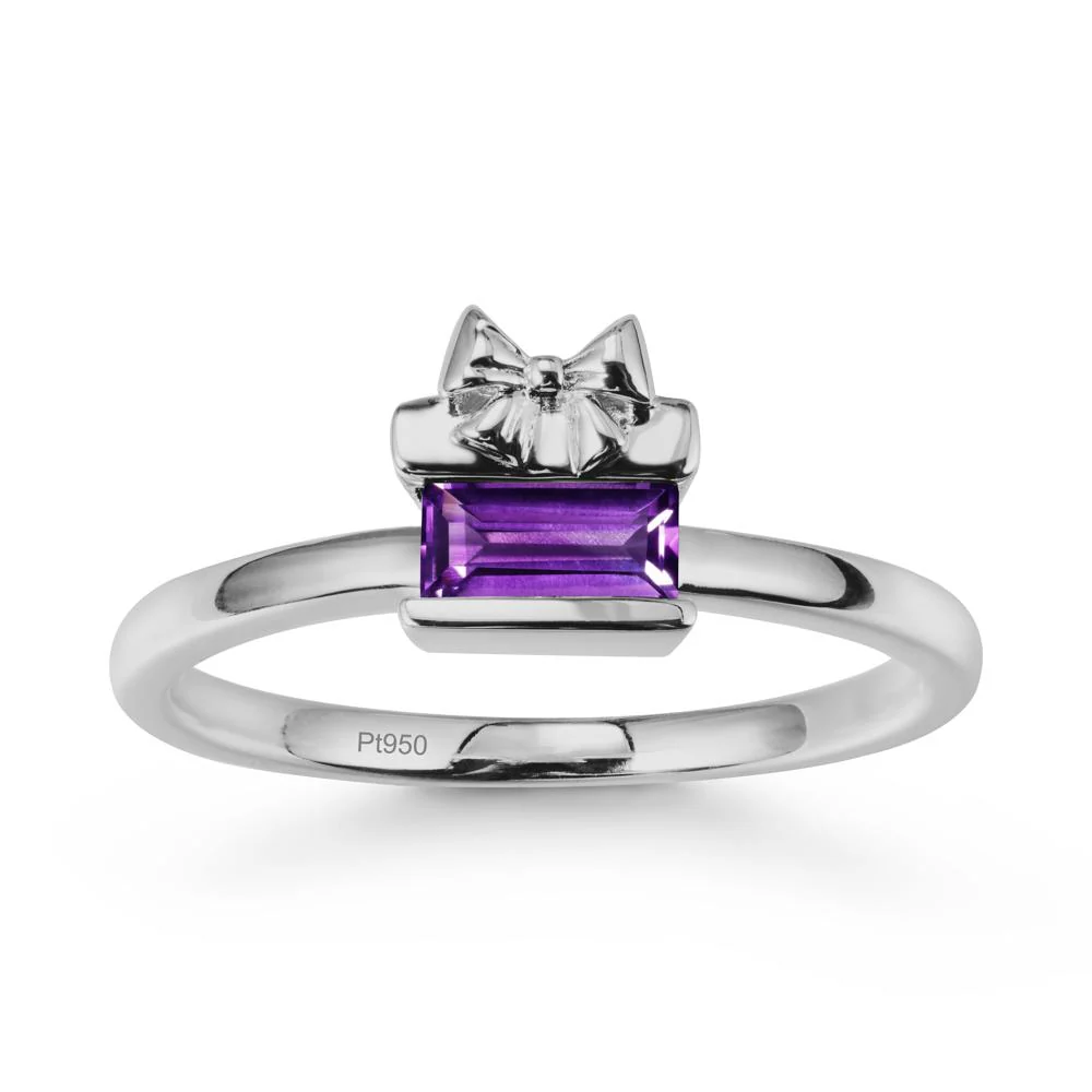 Bezel Bow Knot East West Amethyst Ring - Image 8