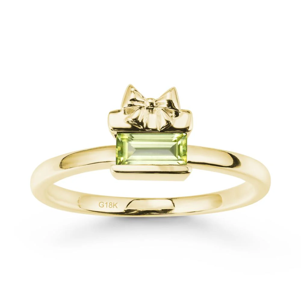 Bezel Bow Knot East West Peridot Ring - Image 7