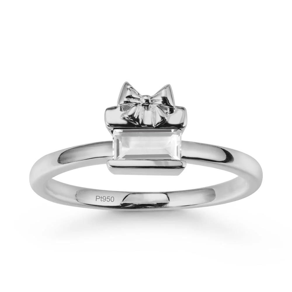 Bezel Bow Knot East West White Topaz Ring