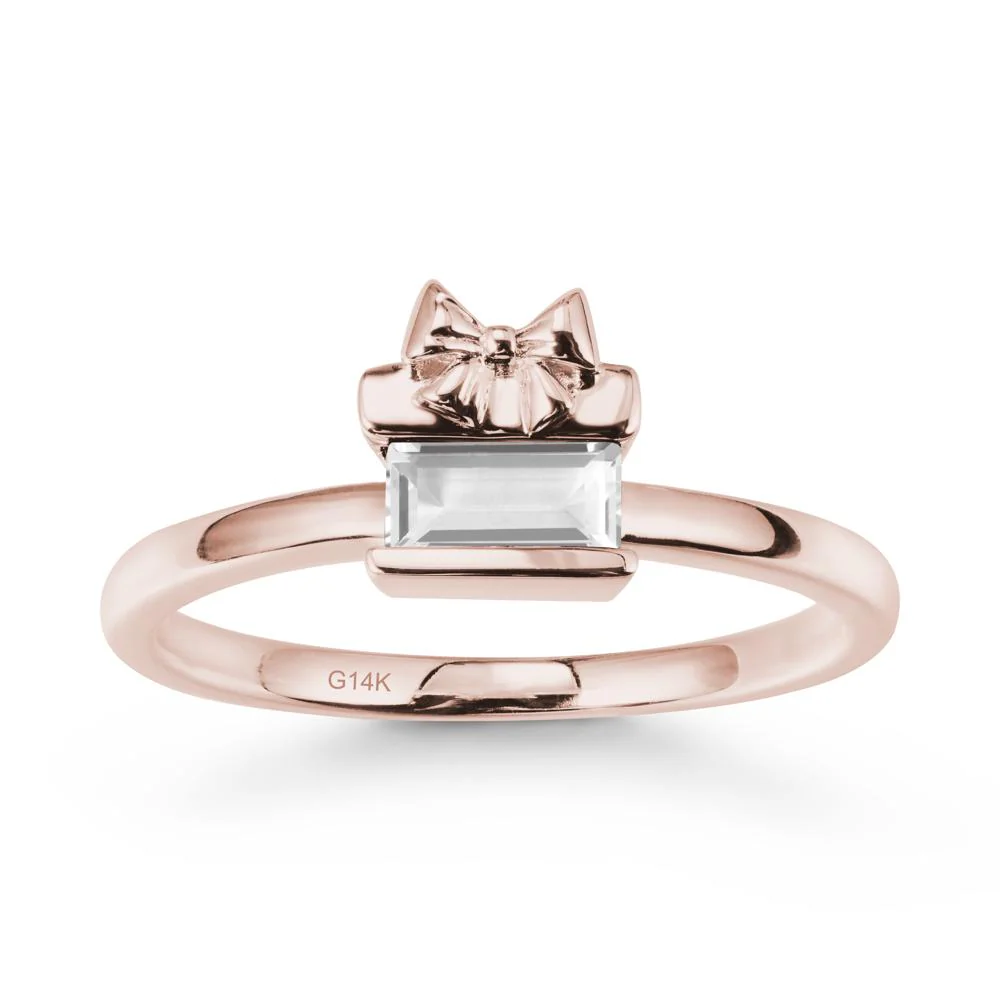 Bezel Bow Knot East West White Topaz Ring - Image 2