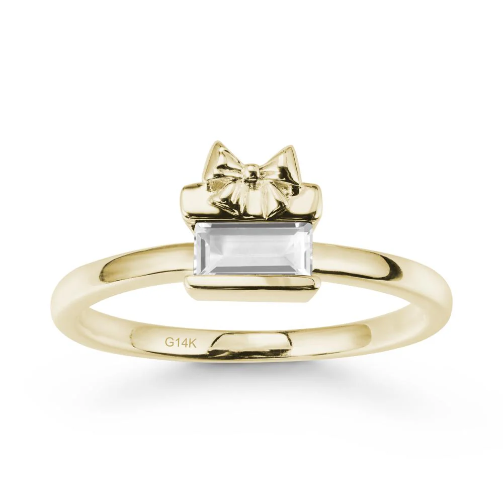 Bezel Bow Knot East West White Topaz Ring - Image 4