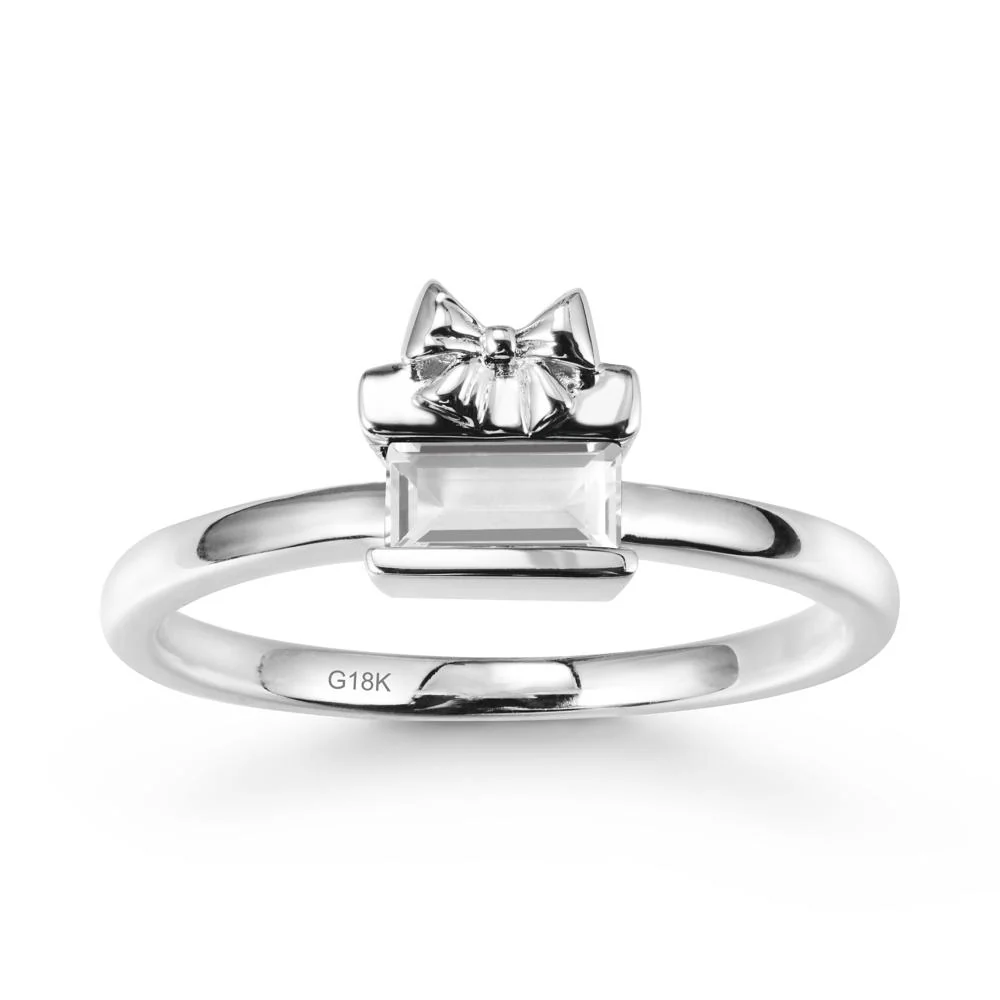 Bezel Bow Knot East West White Topaz Ring - Image 6