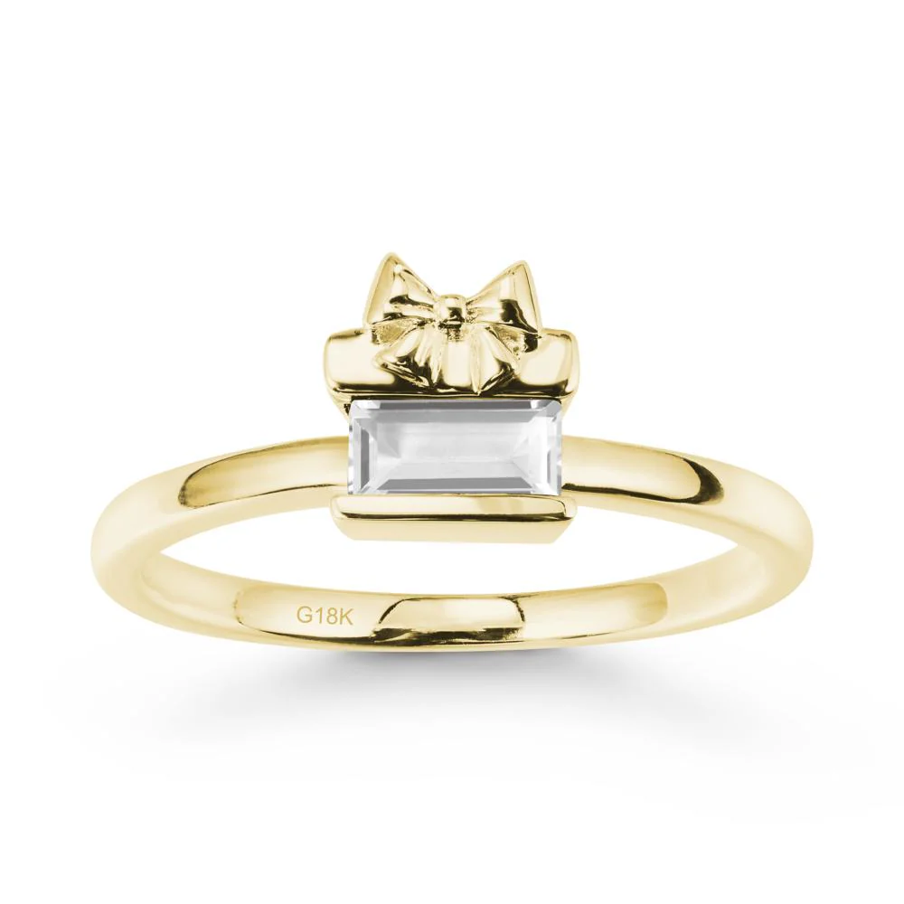 Bezel Bow Knot East West White Topaz Ring - Image 7