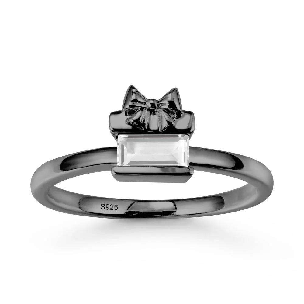 Bezel Bow Knot East West White Topaz Ring - Image 8