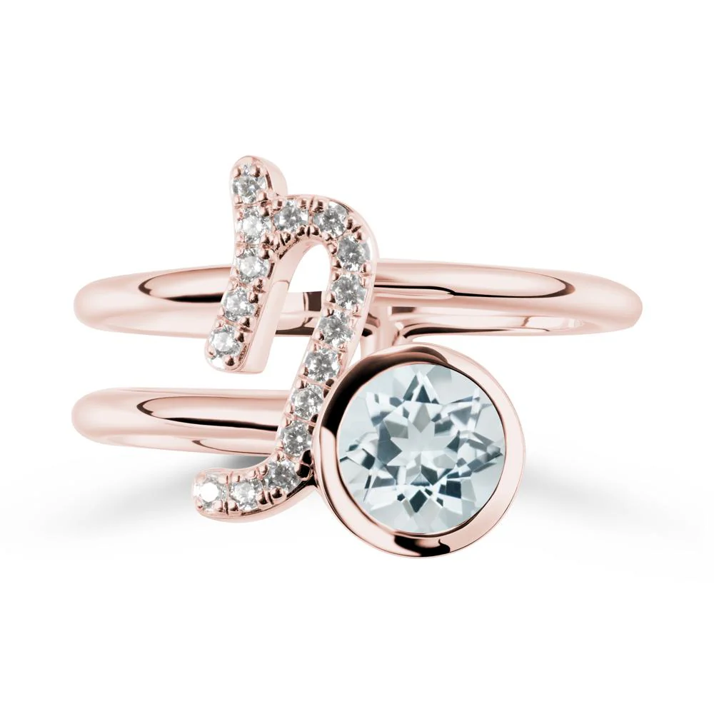 Bezel Capricorn Zodiac Aquamarine Ring - Image 5