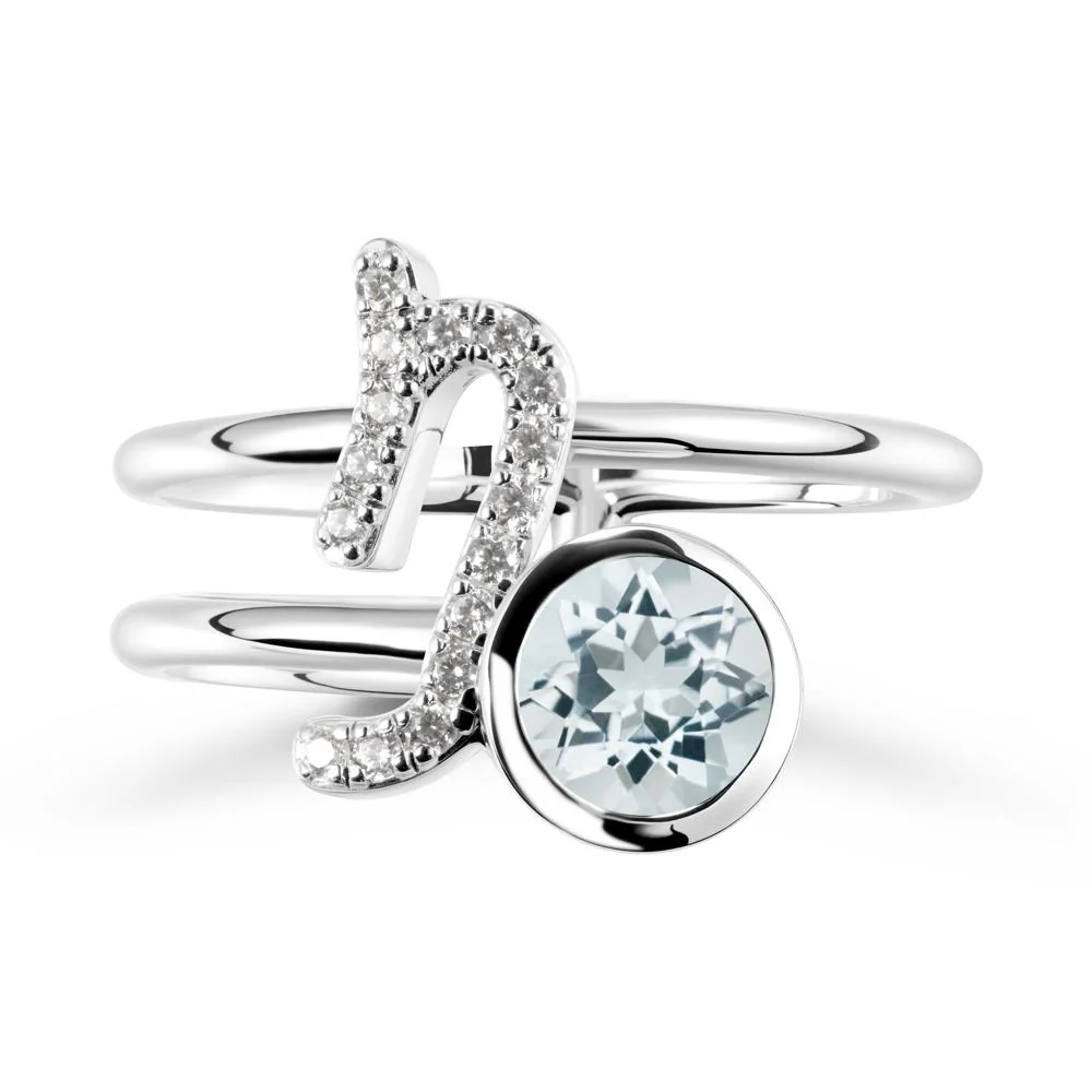 Bezel Capricorn Zodiac Aquamarine Ring - Image 6