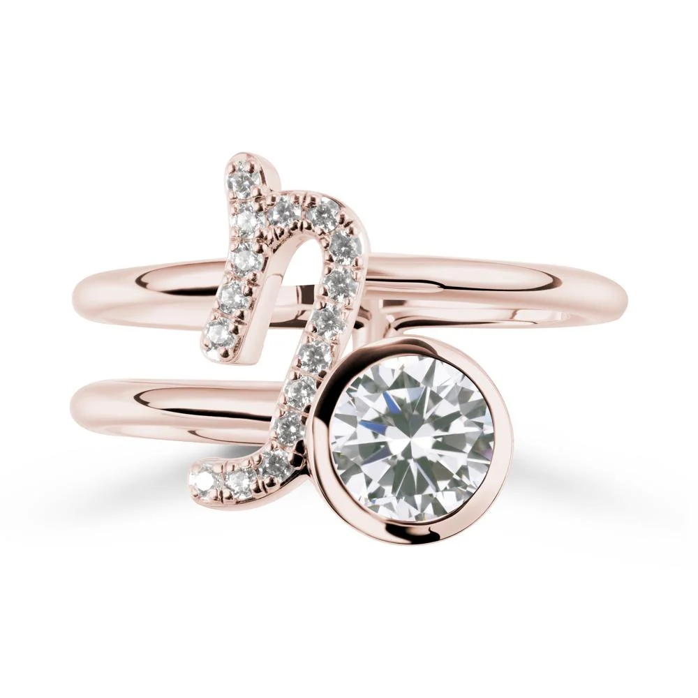 Bezel Capricorn Zodiac Cubic Zirconia Ring - Image 2