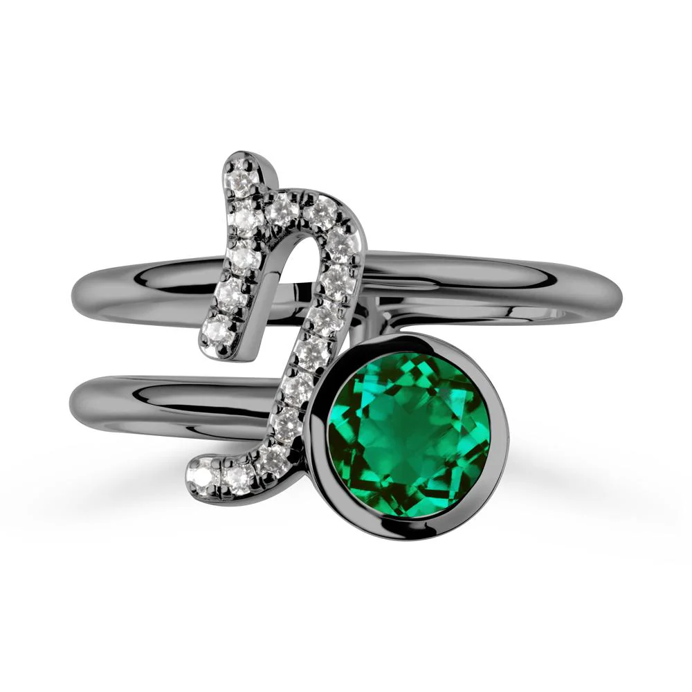 Bezel Capricorn Zodiac Emerald Ring - Image 7