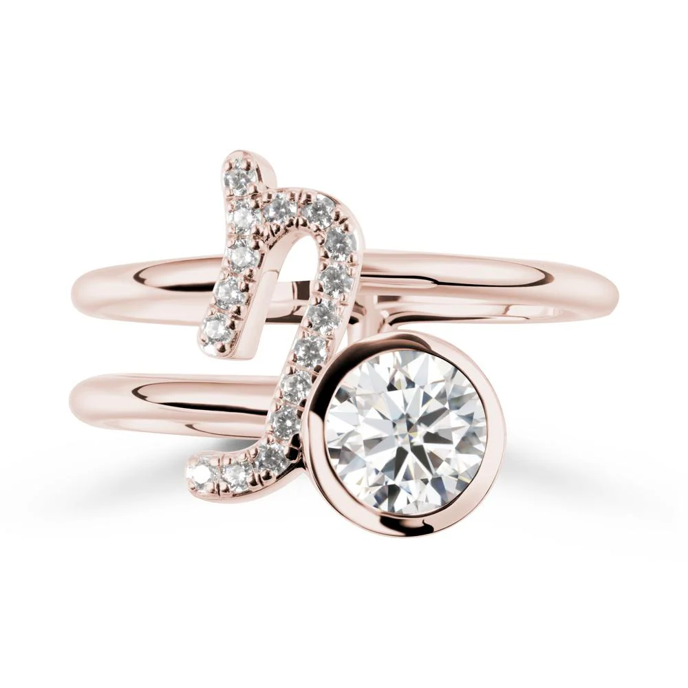 Bezel Capricorn Zodiac Moissanite Ring - Image 2