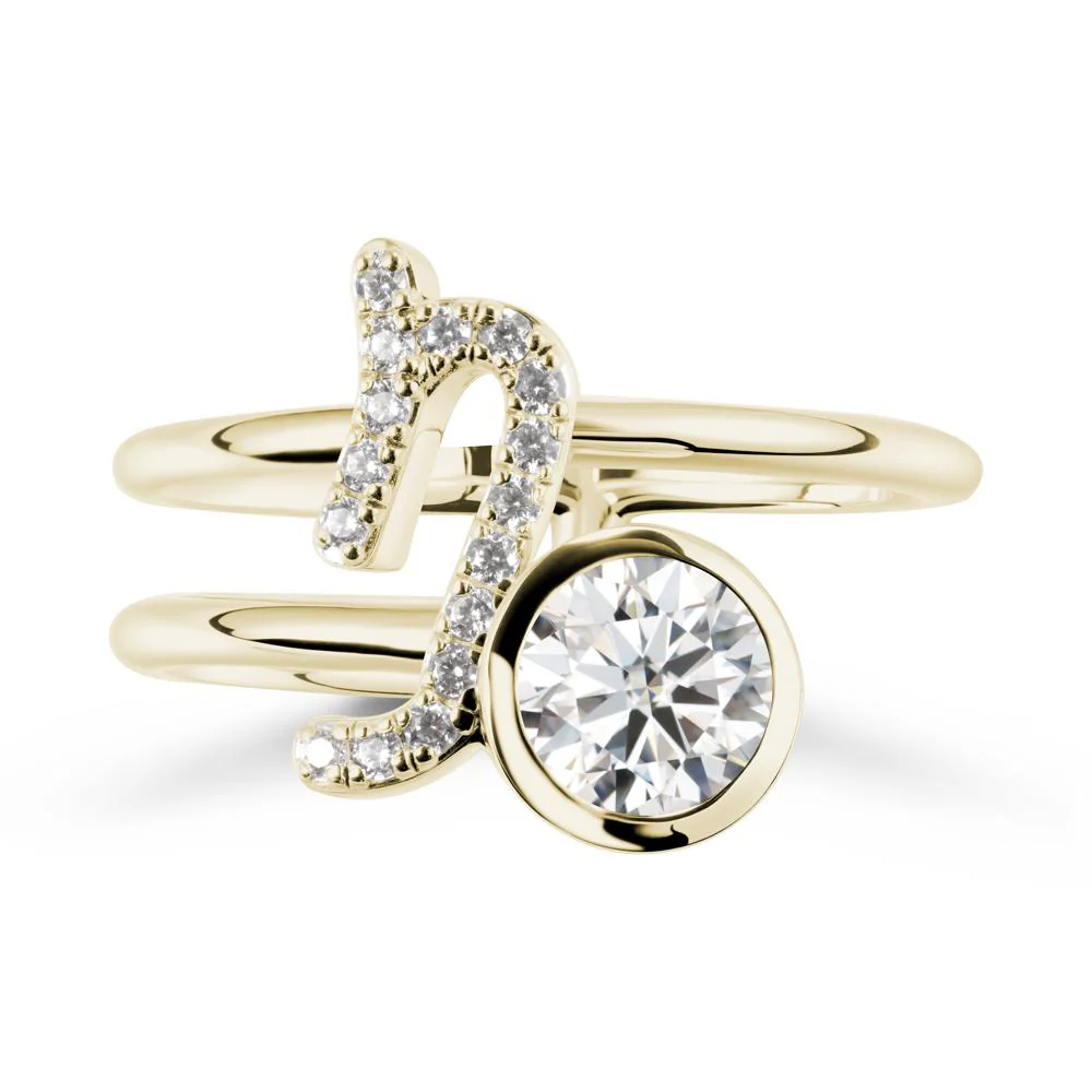 Bezel Capricorn Zodiac Moissanite Ring - Image 4