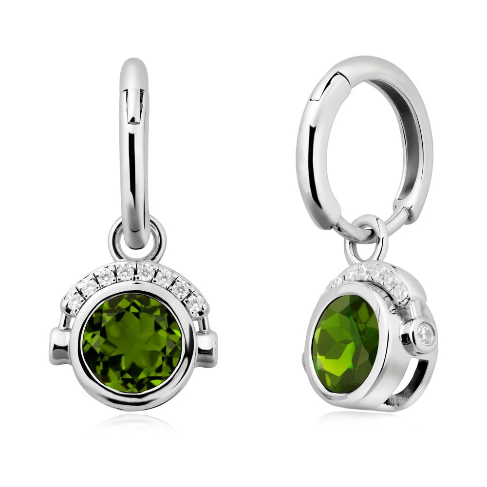 Bezel Diopside Earrings Inspired By Headphones