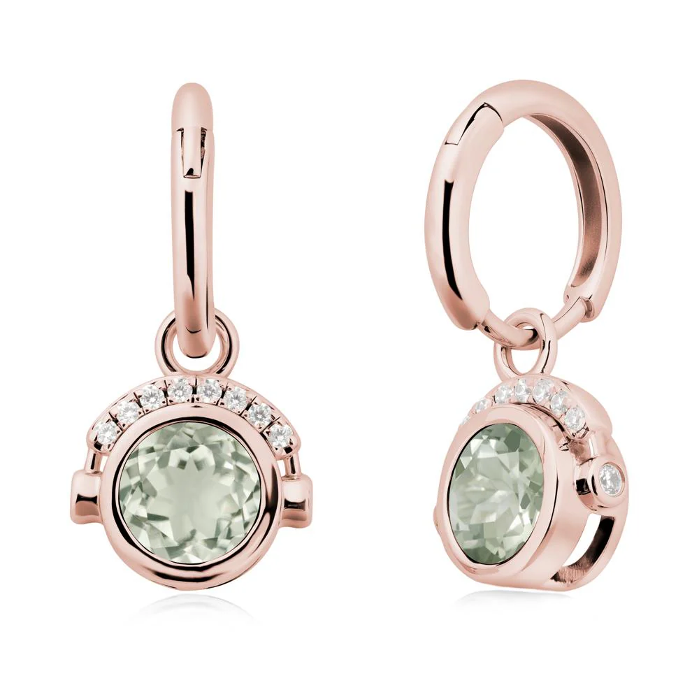 Bezel Green Amethyst Earrings Inspired By Headphones - Image 4