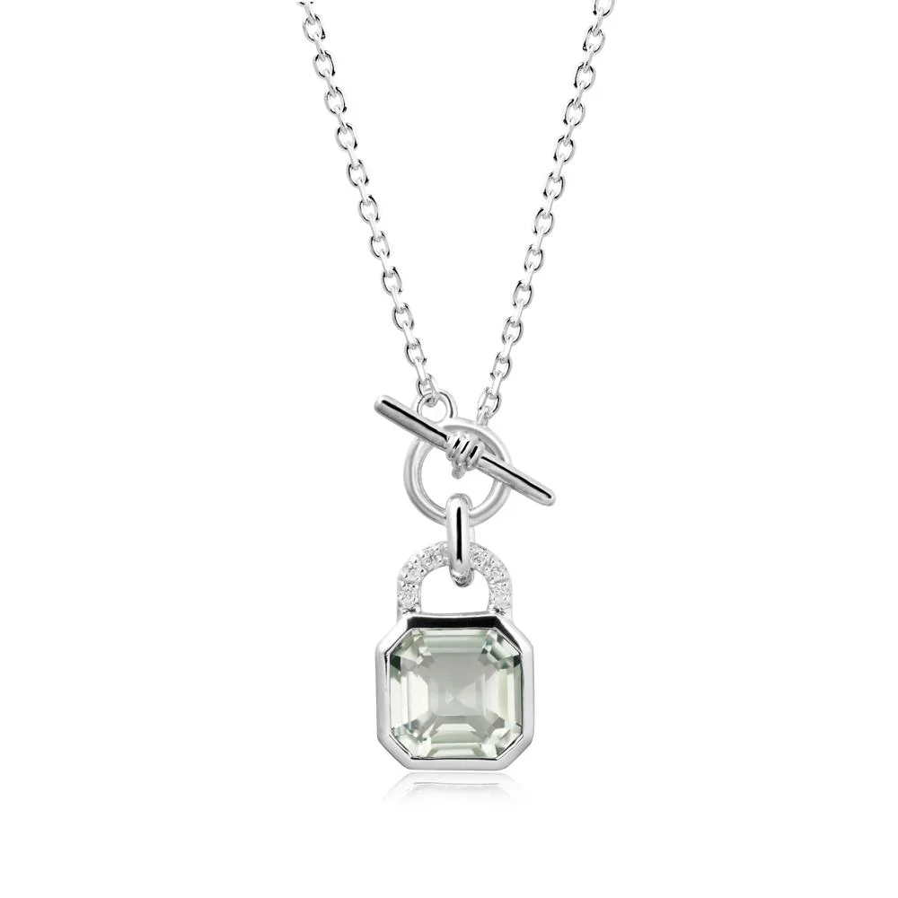 Bezel Green Amethyst Toggle Necklace - Image 9