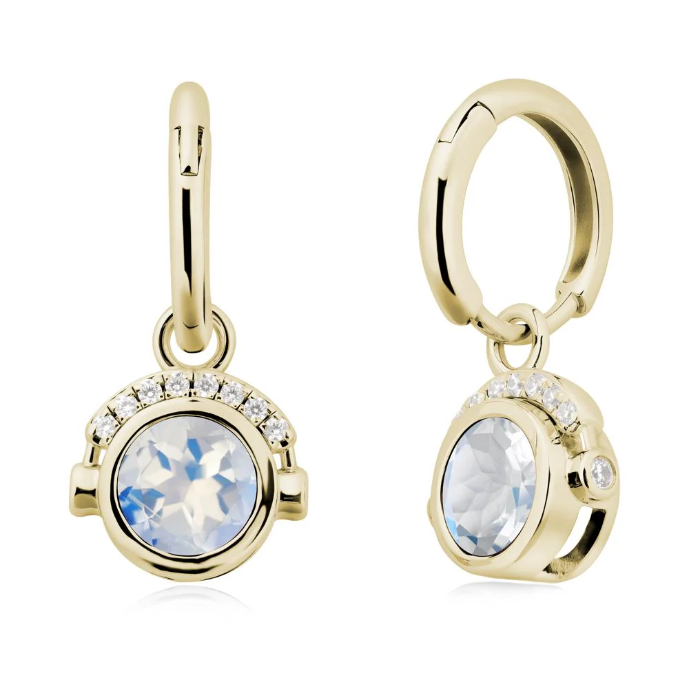 Bezel Moonstone Earrings Inspired By Headphones - Image 3