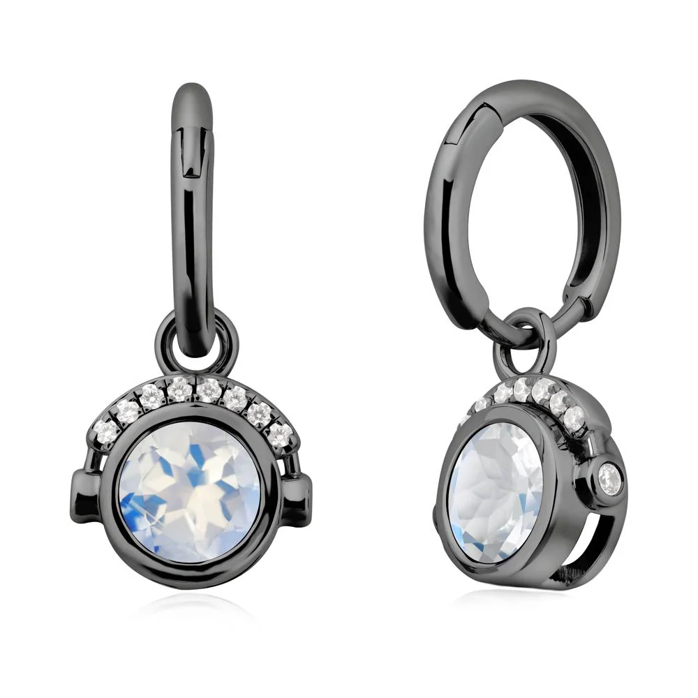 Bezel Moonstone Earrings Inspired By Headphones - Image 7