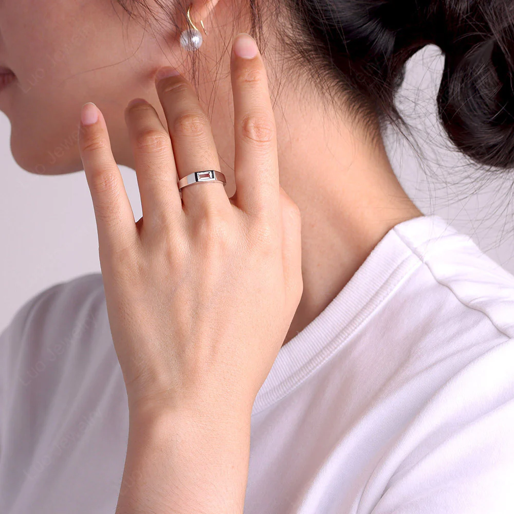 Moonstone Baguette Wedding Ring - Image 5