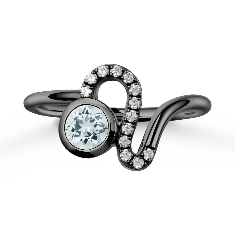 Bezel Round Aquamarine Ring