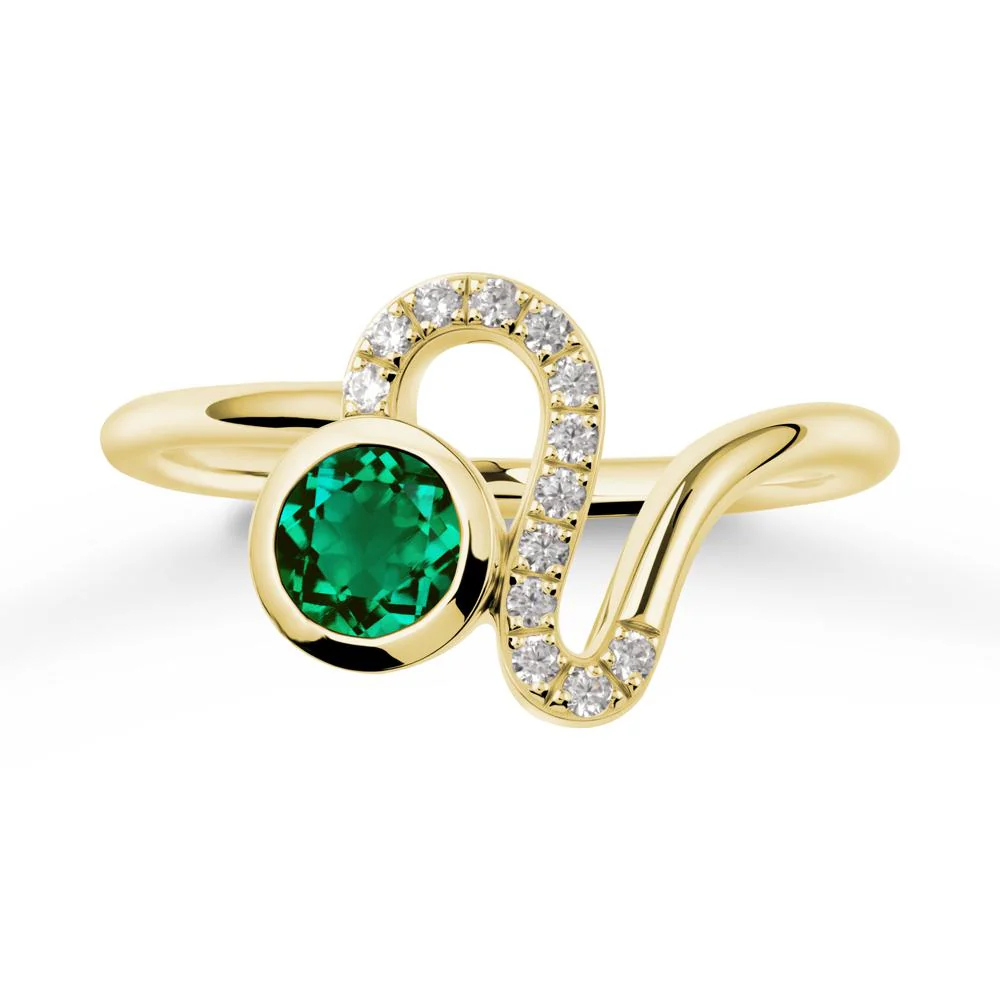 Bezel Round Emerald Ring - Image 6