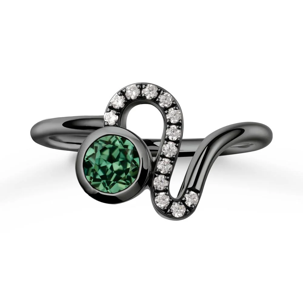 Bezel Round Green Sapphire Ring