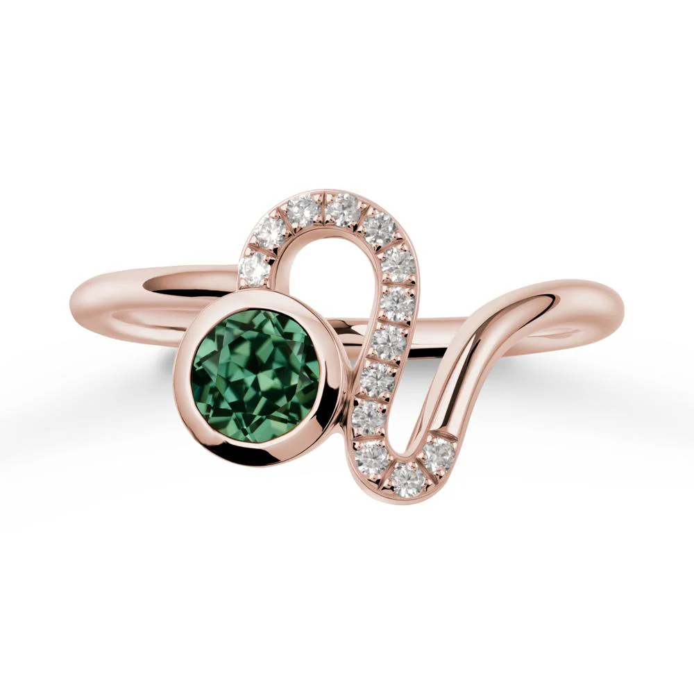 Bezel Round Green Sapphire Ring - Image 2