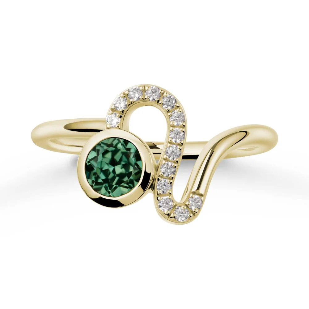 Bezel Round Green Sapphire Ring - Image 4