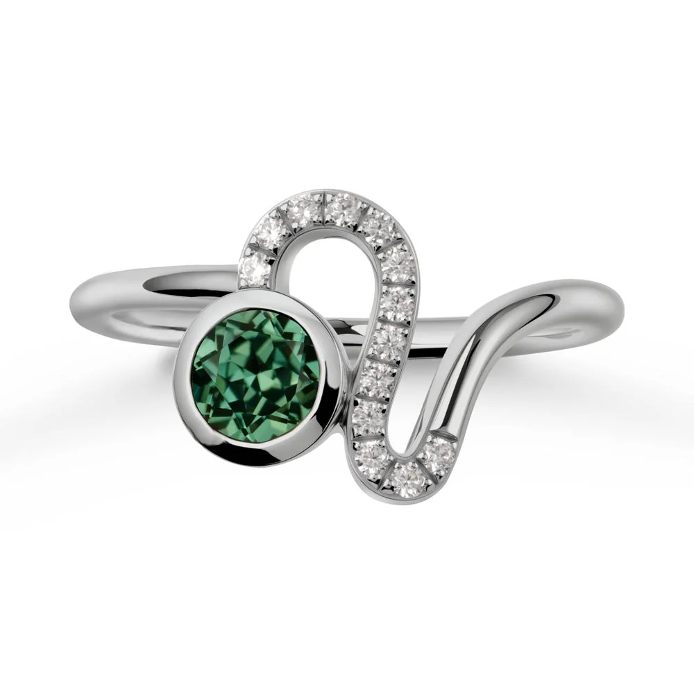 Bezel Round Green Sapphire Ring - Image 8