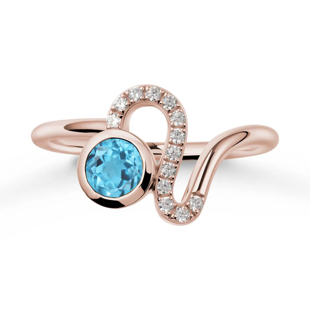 Bezel Round Swiss Blue Topaz Ring - Image 2