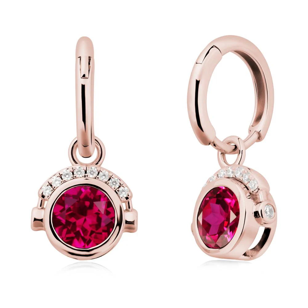 Bezel Ruby Earrings Inspired By Headphones - Image 5