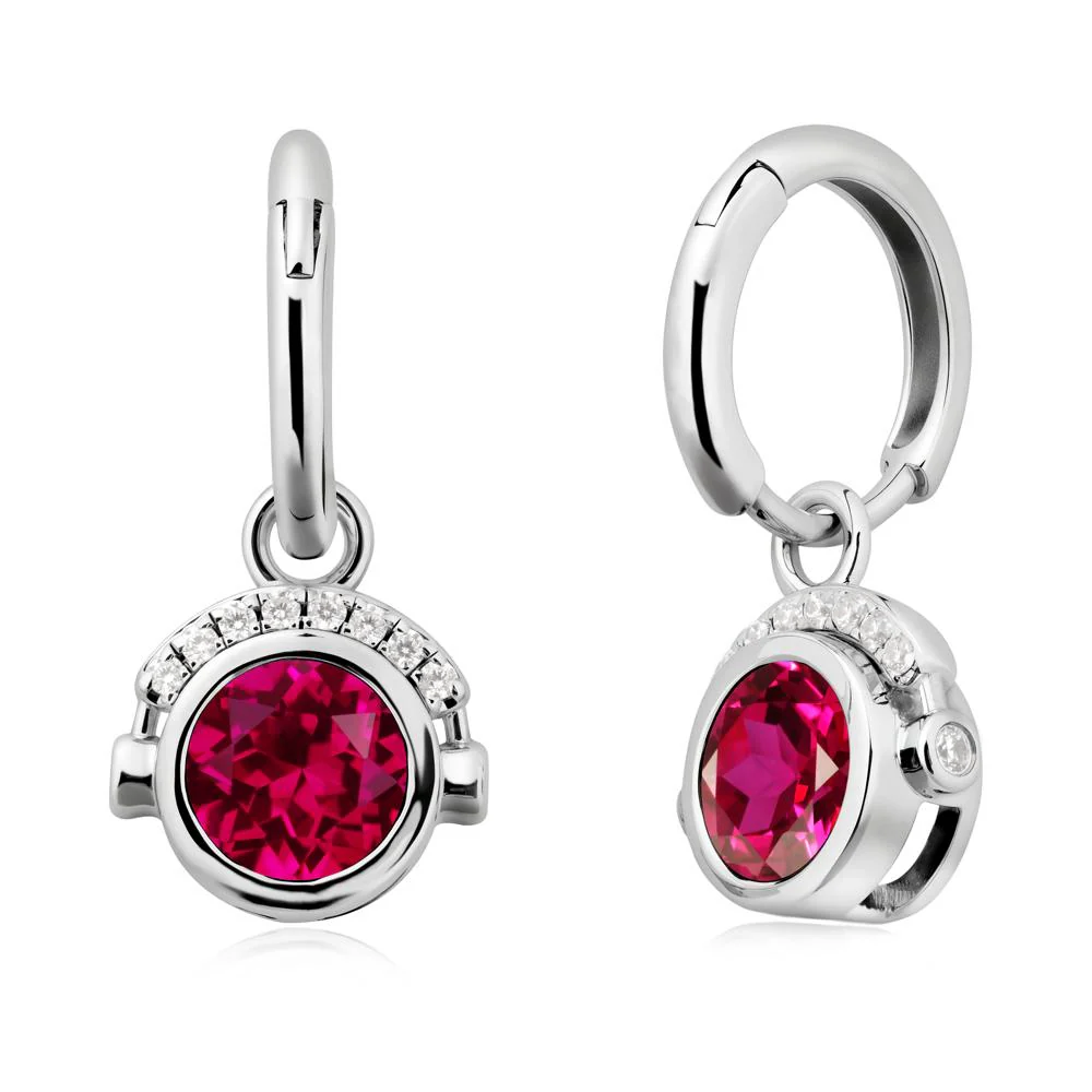 Bezel Ruby Earrings Inspired By Headphones - Image 6