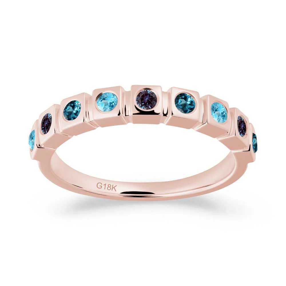 Bezel Set Alexandrite and London Blue Topaz and Sapphire Eternity Ring - Image 6