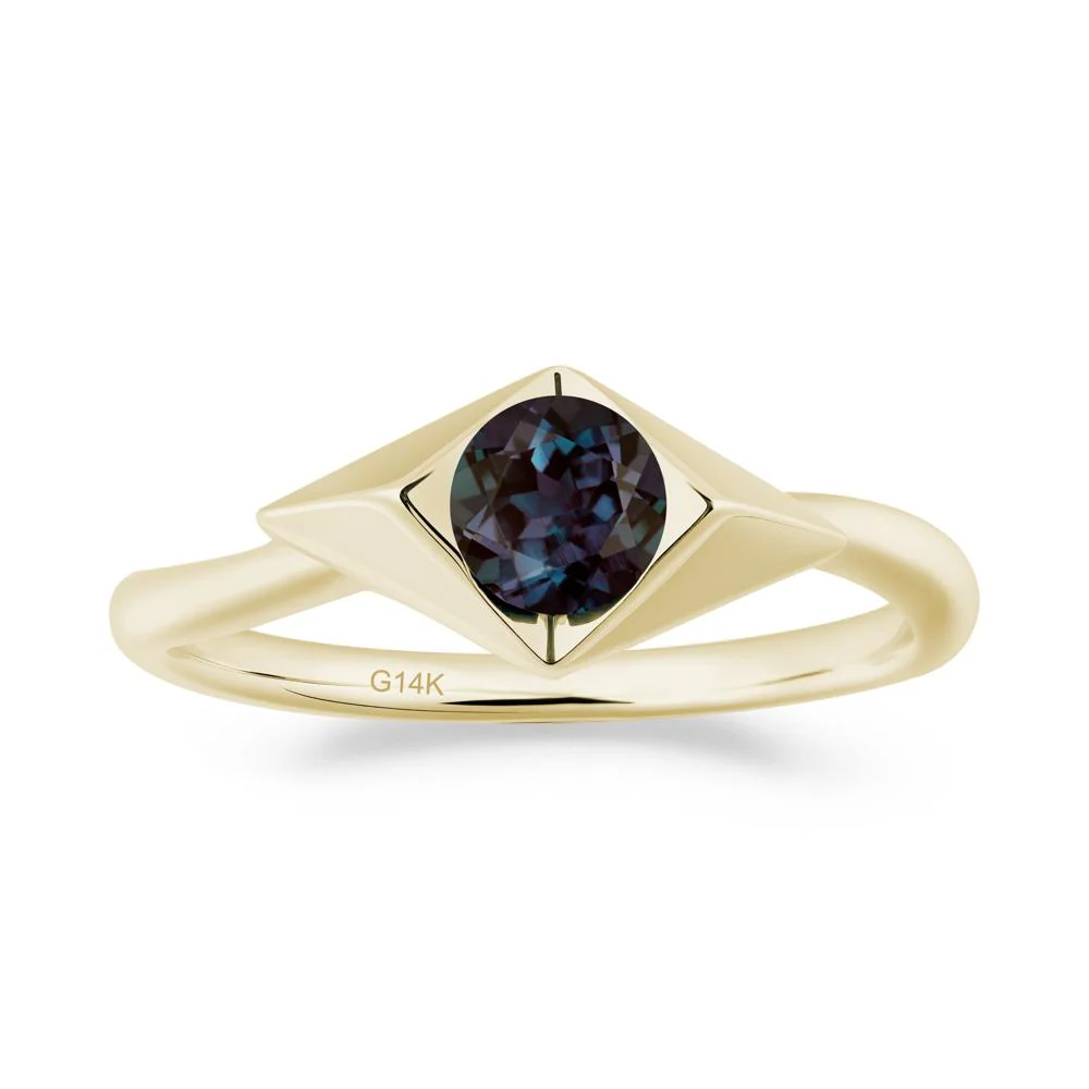 Bezel Set Alexandrite Ring with Twisted Band
