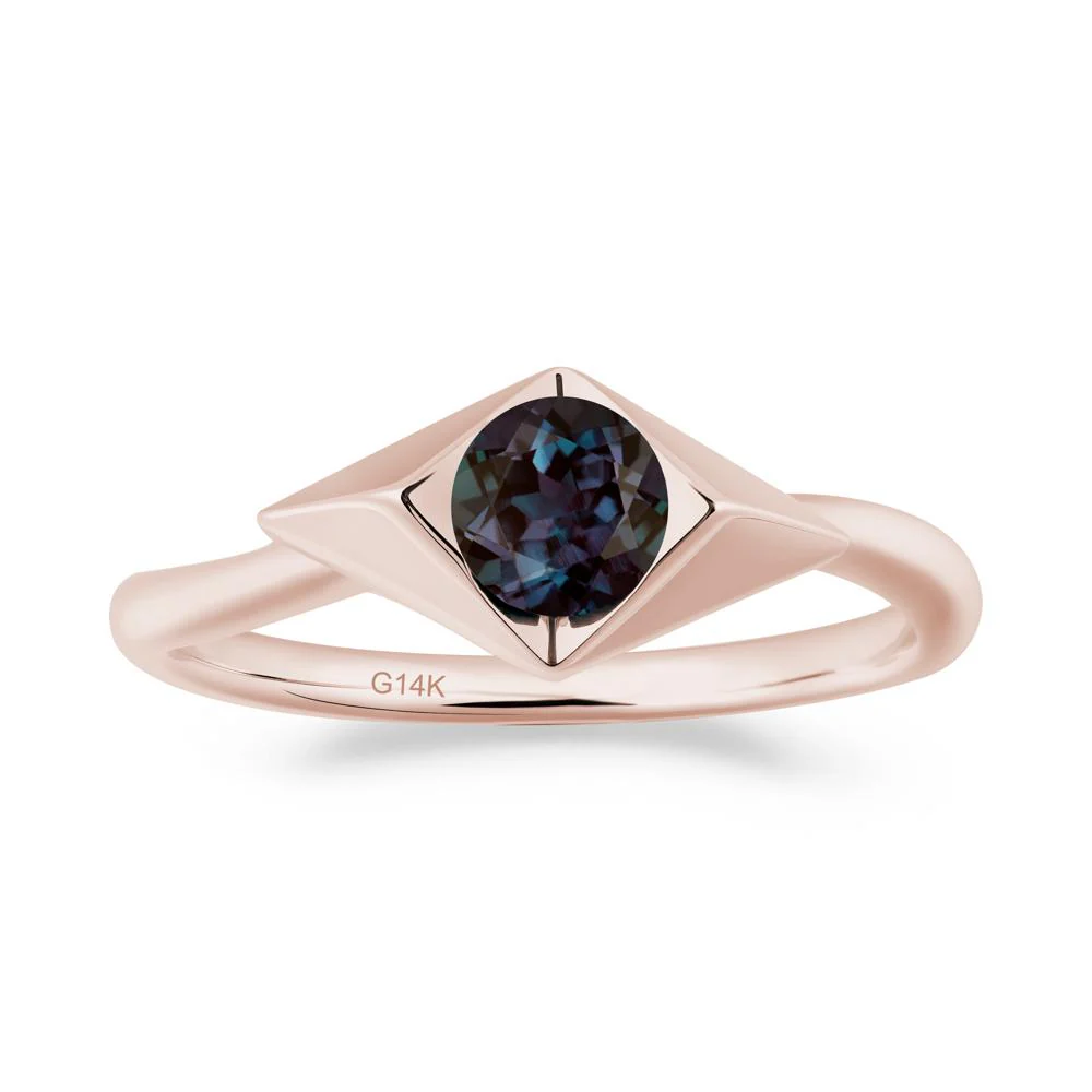 Bezel Set Alexandrite Ring with Twisted Band - Image 6
