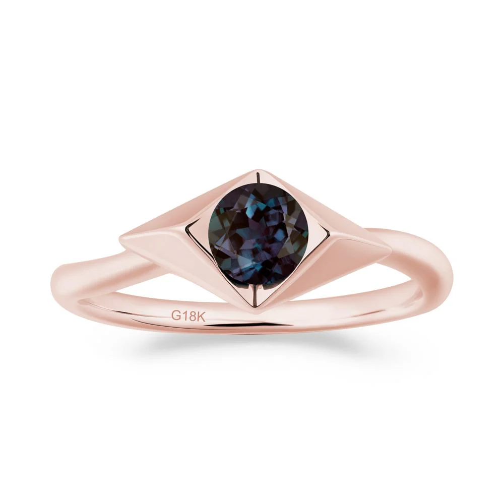 Bezel Set Alexandrite Ring with Twisted Band - Image 8