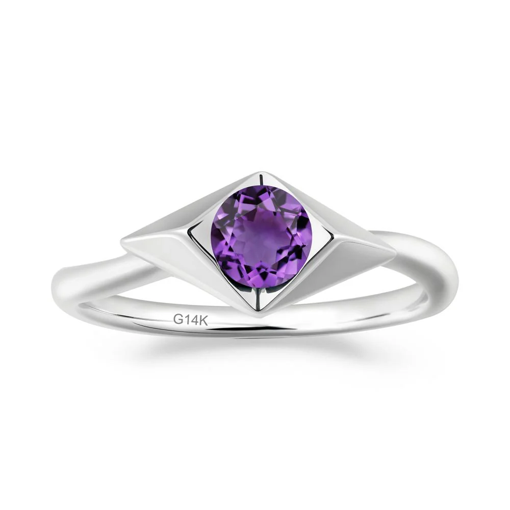 Bezel Set Amethyst Ring with Twisted Band