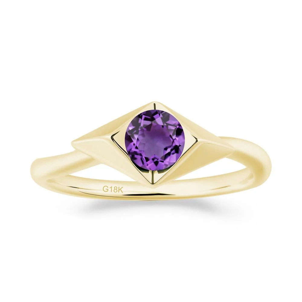 Bezel Set Amethyst Ring with Twisted Band - Image 2
