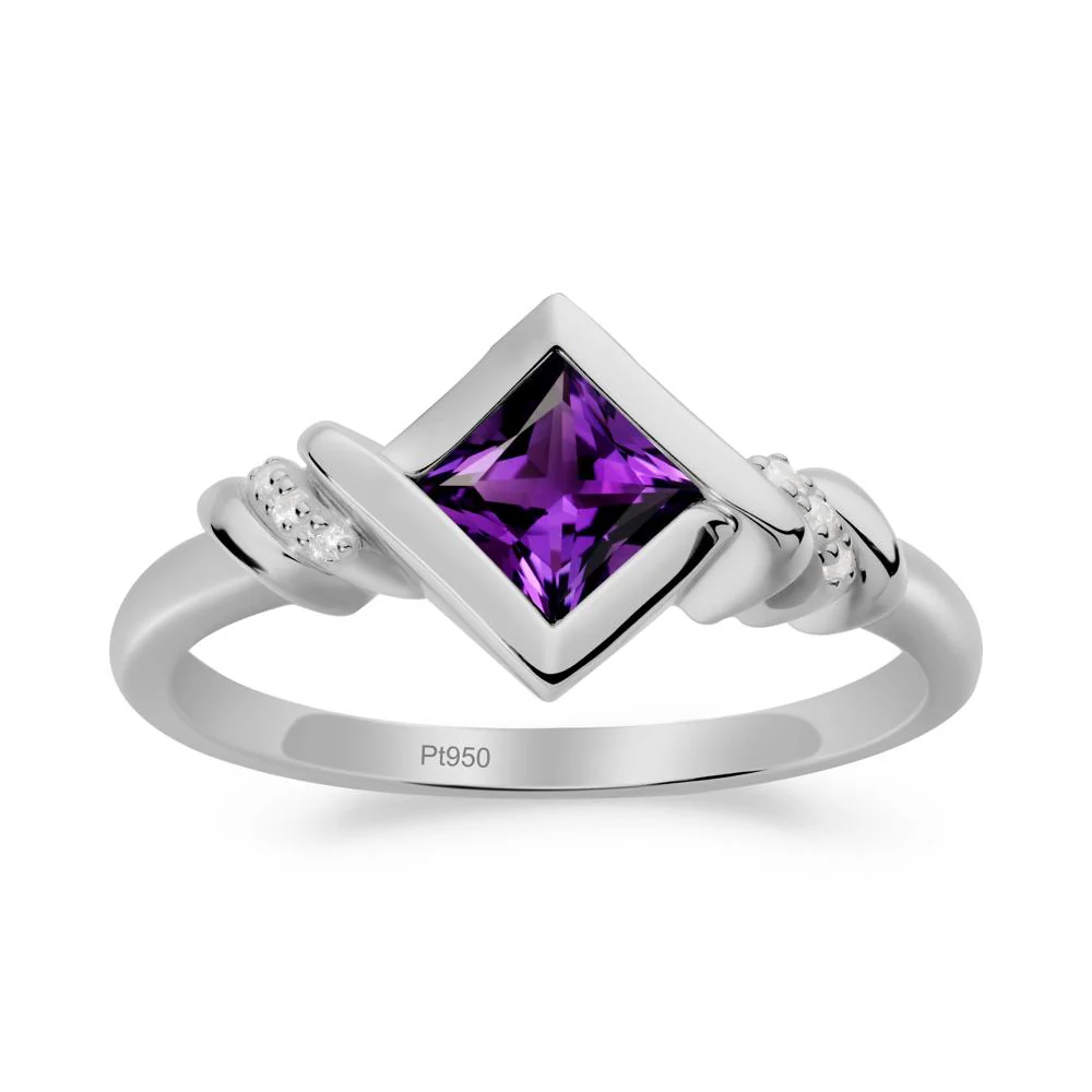Bezel Set Amethyst Ring with Twisted Shank - Image 3