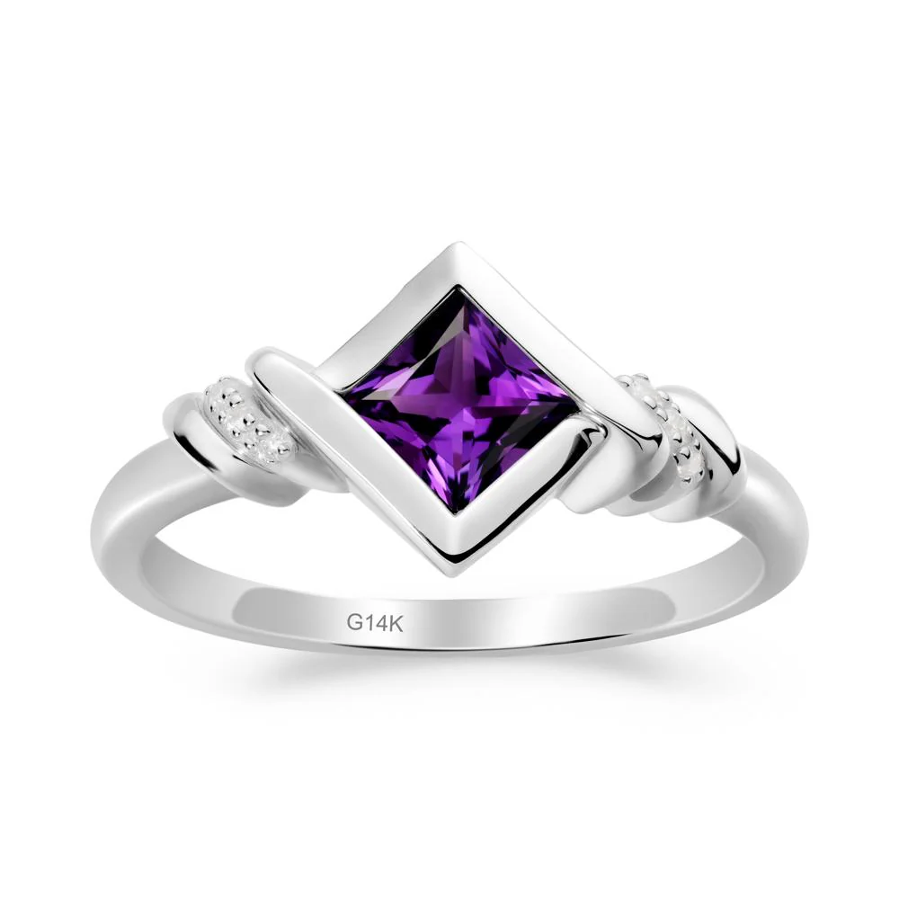 Bezel Set Amethyst Ring with Twisted Shank - Image 6