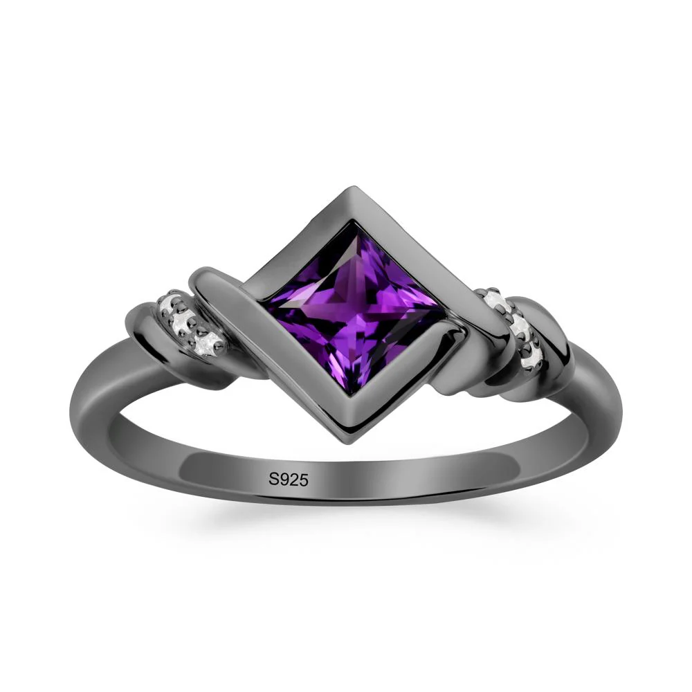 Bezel Set Amethyst Ring with Twisted Shank - Image 8