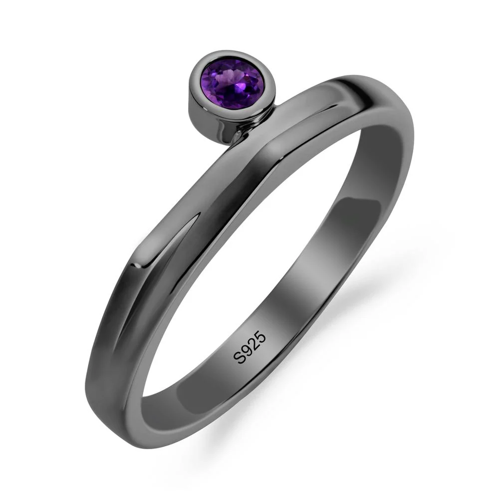 Bezel Set Amethyst Solitaire Ring - Image 2