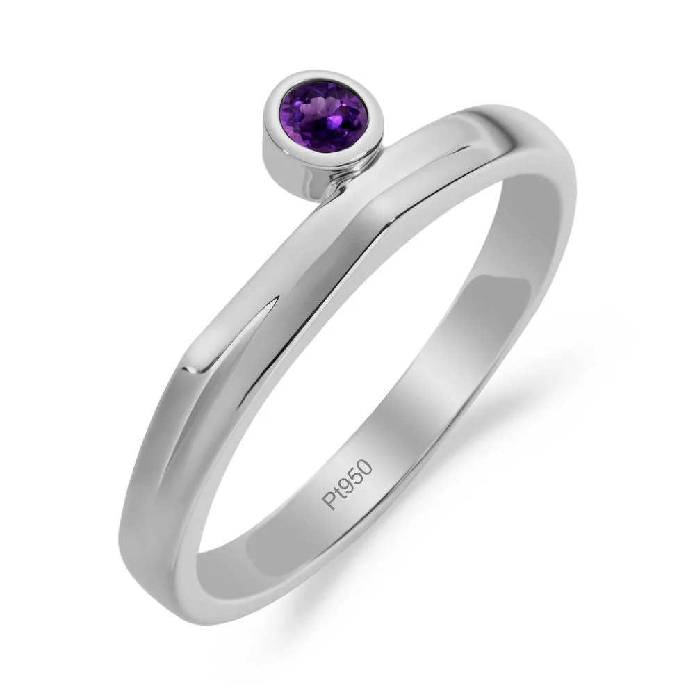 Bezel Set Amethyst Solitaire Ring - Image 3