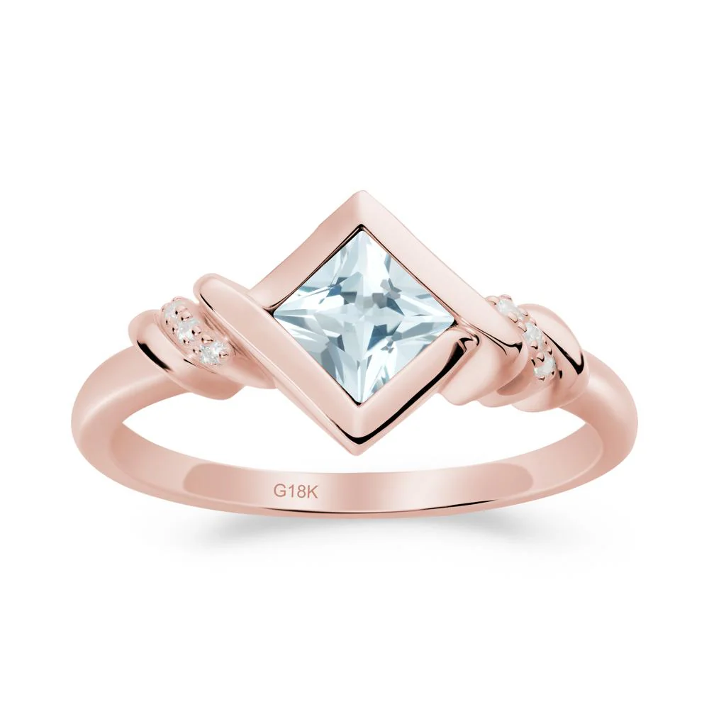 Bezel Set Aquamarine Ring with Twisted Shank - Image 5