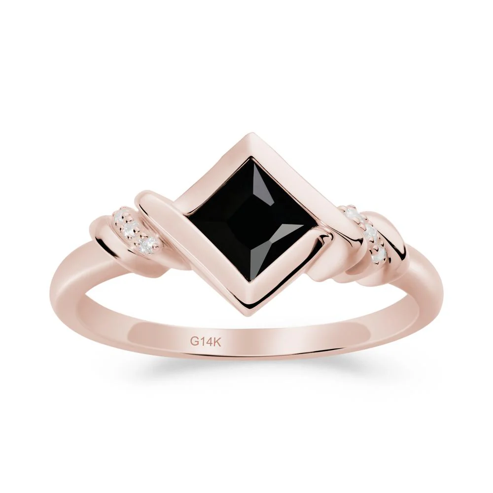 Bezel Set Black Spinel Ring with Twisted Shank - Image 3