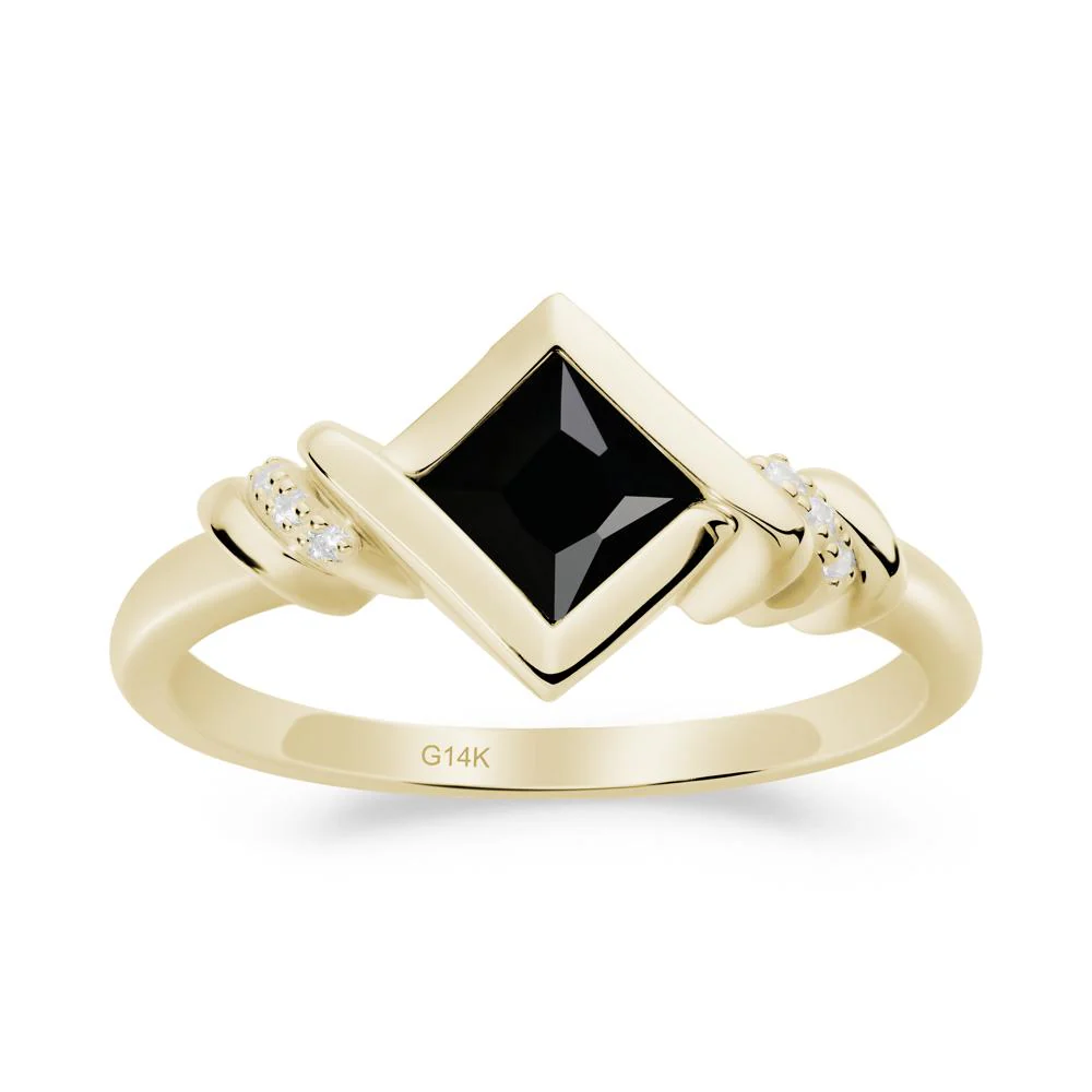 Bezel Set Black Spinel Ring with Twisted Shank - Image 7