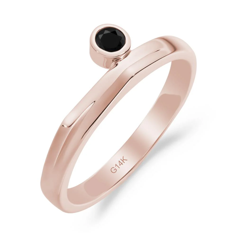 Bezel Set Black Spinel Solitaire Ring - Image 4