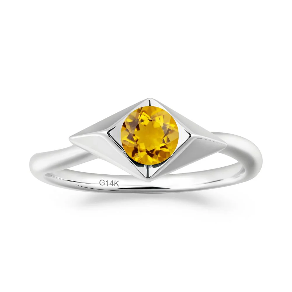 Bezel Set Citrine Ring with Twisted Band - Image 4