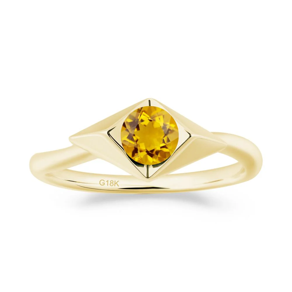 Bezel Set Citrine Ring with Twisted Band - Image 5