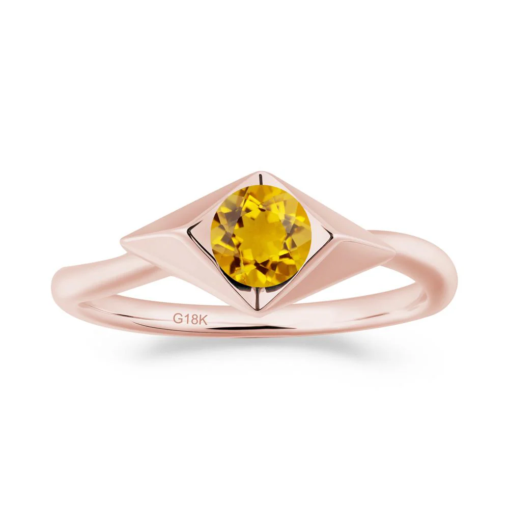 Bezel Set Citrine Ring with Twisted Band - Image 8